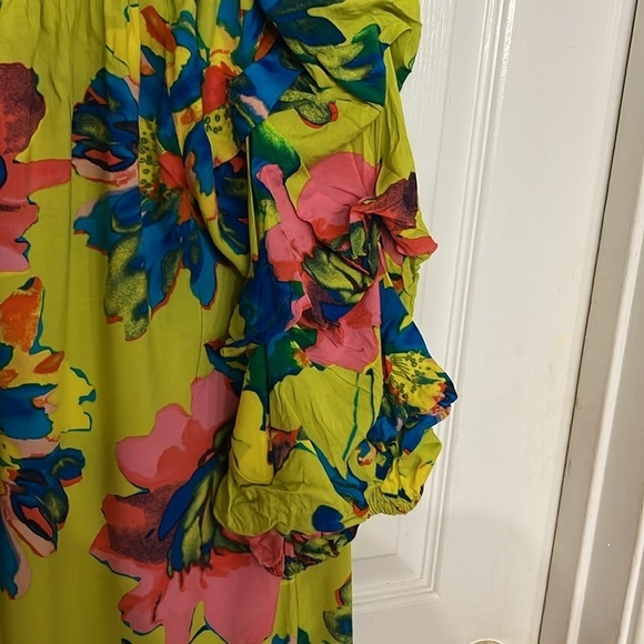 Ivy Street Plus Size Chaus Off-the-Shoulder Balloon Sleeve Challis Dress 1X - Picture 3 of 6